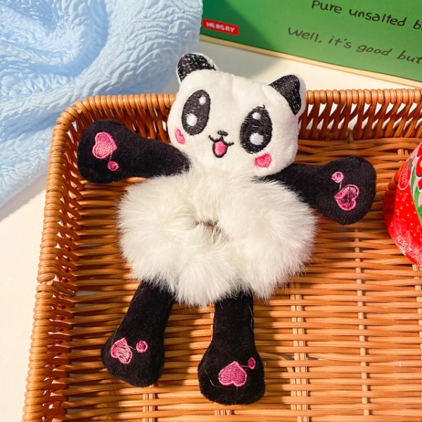 Cartoon Plush Frog Rabbit Cat Stuffed Elastic Hair Ties For Girls
