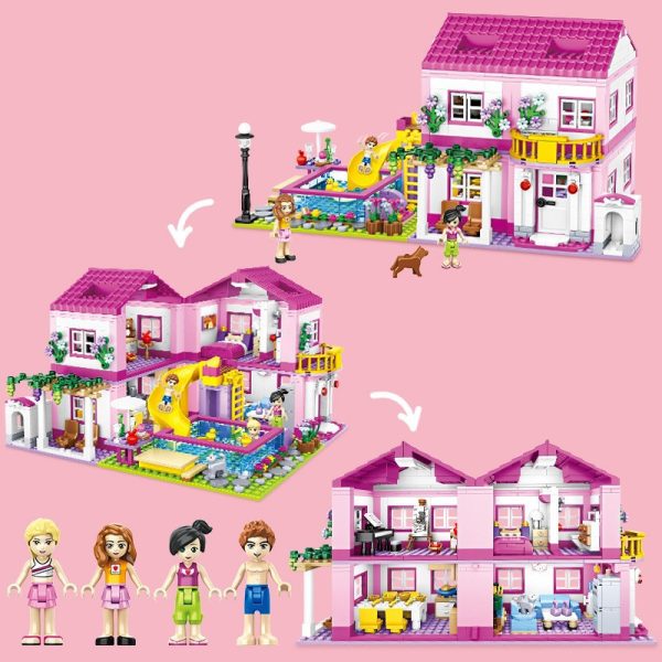 Summer Holiday Villa Castle Building Blocks DIY Sets for Girls
