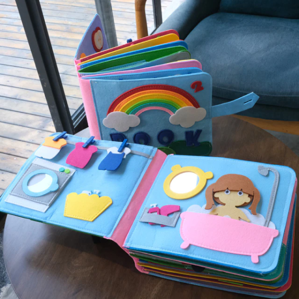 Washable Montessori Baby Busy Board 3D Toddlers Story Cloth Book